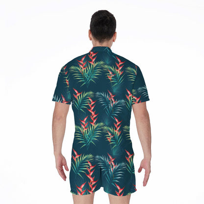 Tropical Plants Hawaii Pattern Print Men's Rompers
