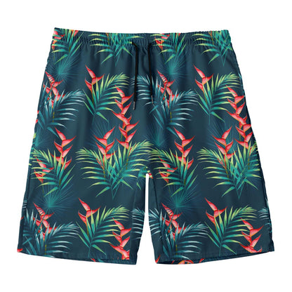 Tropical Plants Hawaii Pattern Print Men's Swim Trunks