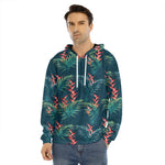 Tropical Plants Hawaii Pattern Print Men's Velvet Pullover Hoodie
