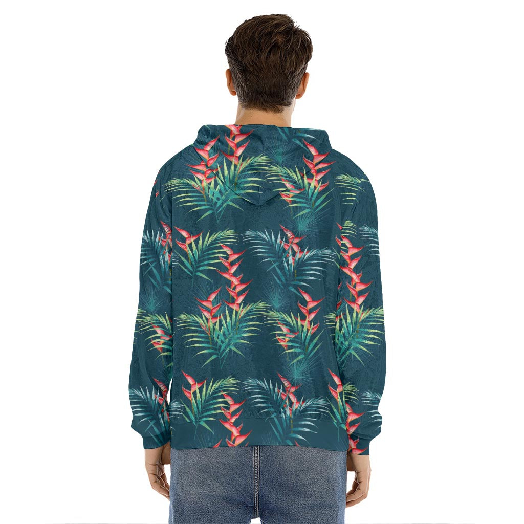 Tropical Plants Hawaii Pattern Print Men's Velvet Pullover Hoodie