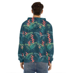 Tropical Plants Hawaii Pattern Print Men's Velvet Pullover Hoodie