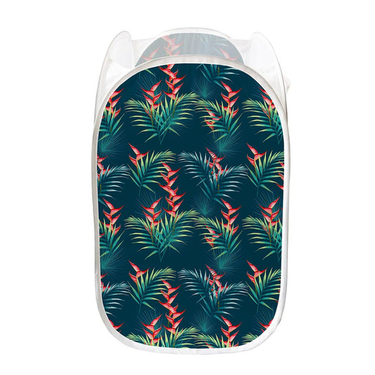 Tropical Plants Hawaii Pattern Print Mesh Laundry Hamper