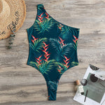 Tropical Plants Hawaii Pattern Print One Shoulder Bodysuit