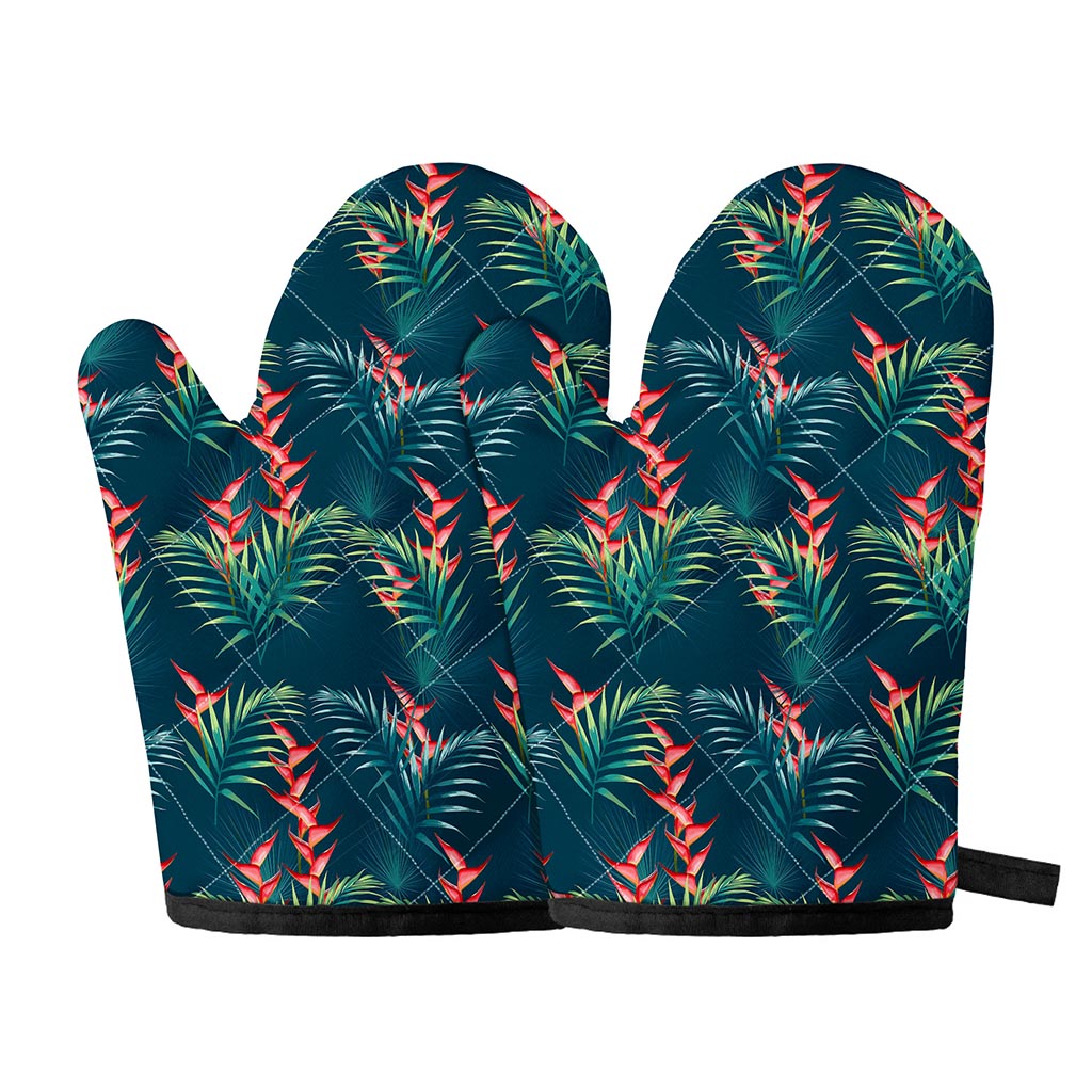 Tropical Plants Hawaii Pattern Print Oven Mitts