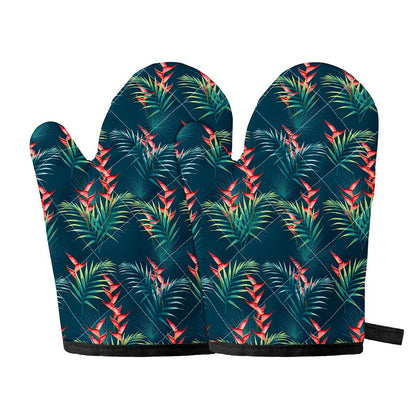 Tropical Plants Hawaii Pattern Print Oven Mitts