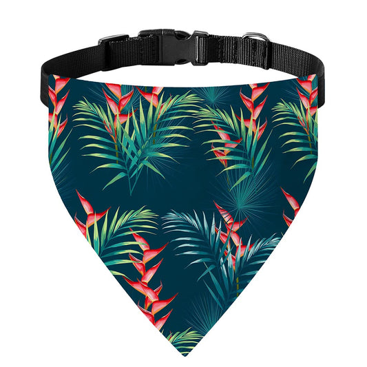 Tropical Plants Hawaii Pattern Print Over The Collar Dog Bandana
