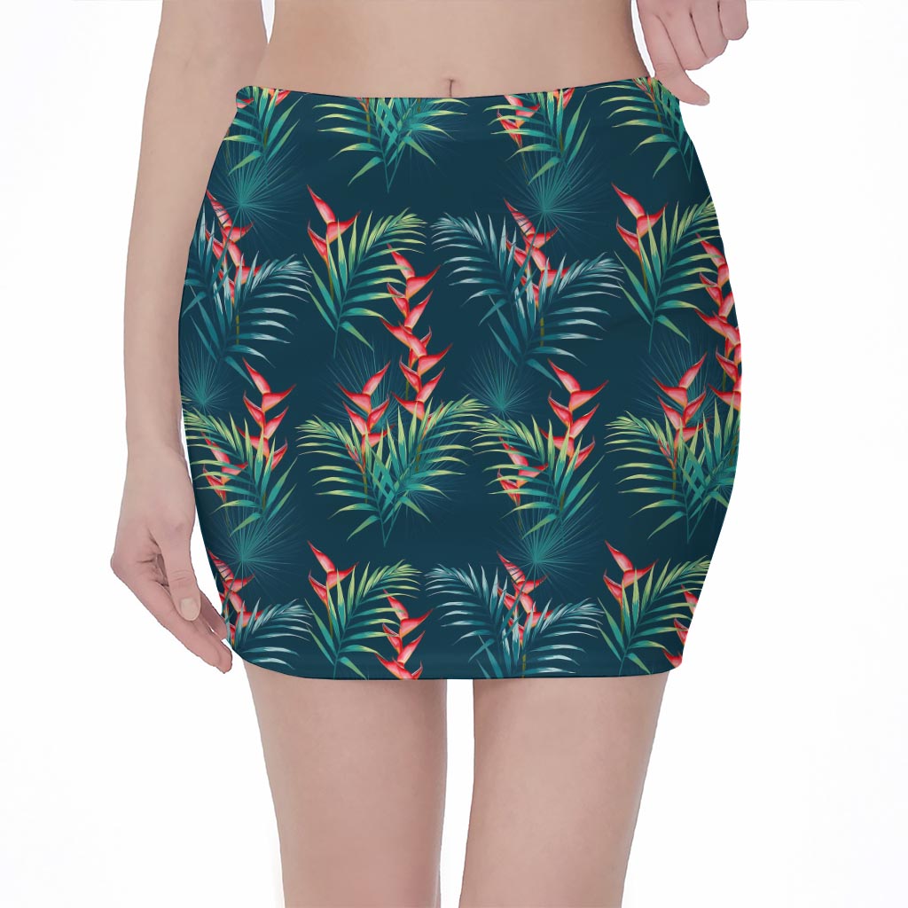 Tropical Plants Hawaii Pattern Print Pencil Mini Skirt
