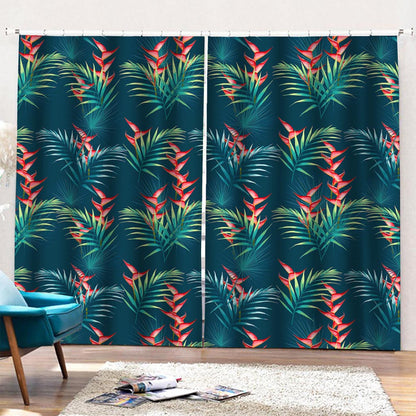 Tropical Plants Hawaii Pattern Print Pencil Pleat Curtains