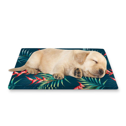 Tropical Plants Hawaii Pattern Print Pet Cooling Mat Cover