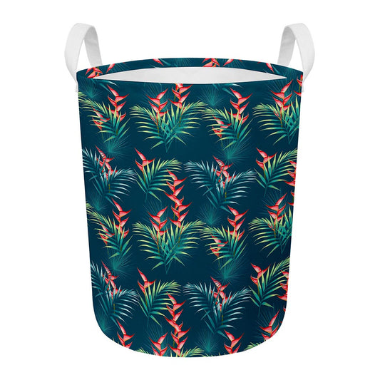 Tropical Plants Hawaii Pattern Print Round Laundry Basket