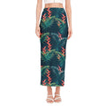 Tropical Plants Hawaii Pattern Print Side Slit Maxi Skirt