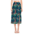 Tropical Plants Hawaii Pattern Print Side Slit Midi Skirt
