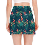 Tropical Plants Hawaii Pattern Print Side Slit Mini Skirt
