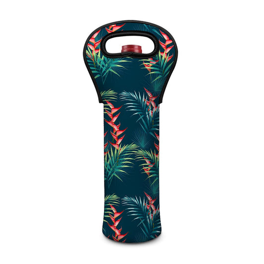 Tropical Plants Hawaii Pattern Print Single Neoprene Wine Tote