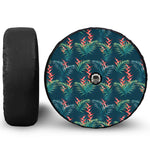 Tropical Plants Hawaii Pattern Print Tire Cover With Camera Hole