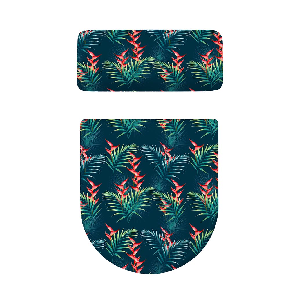 Tropical Plants Hawaii Pattern Print Toilet Lid And Tank Cover Set