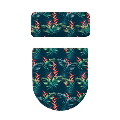 Tropical Plants Hawaii Pattern Print Toilet Lid And Tank Cover Set