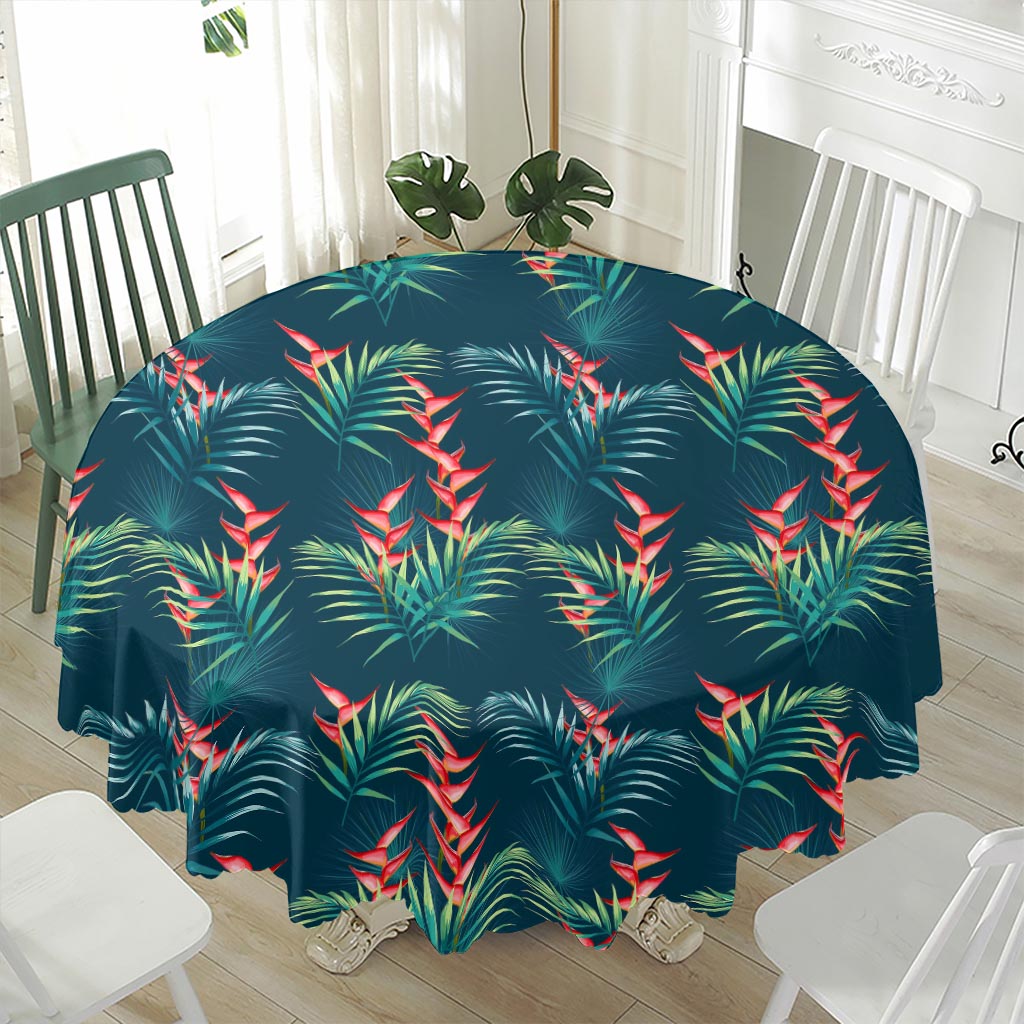 Tropical Plants Hawaii Pattern Print Waterproof Round Tablecloth