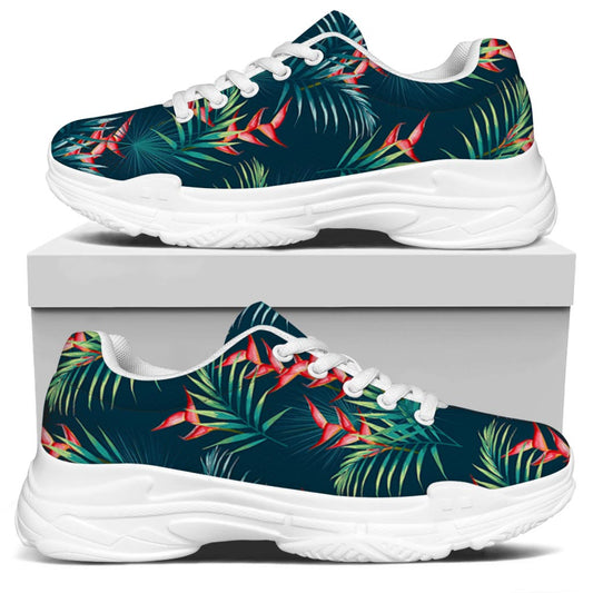 Tropical Plants Hawaii Pattern Print White Chunky Shoes