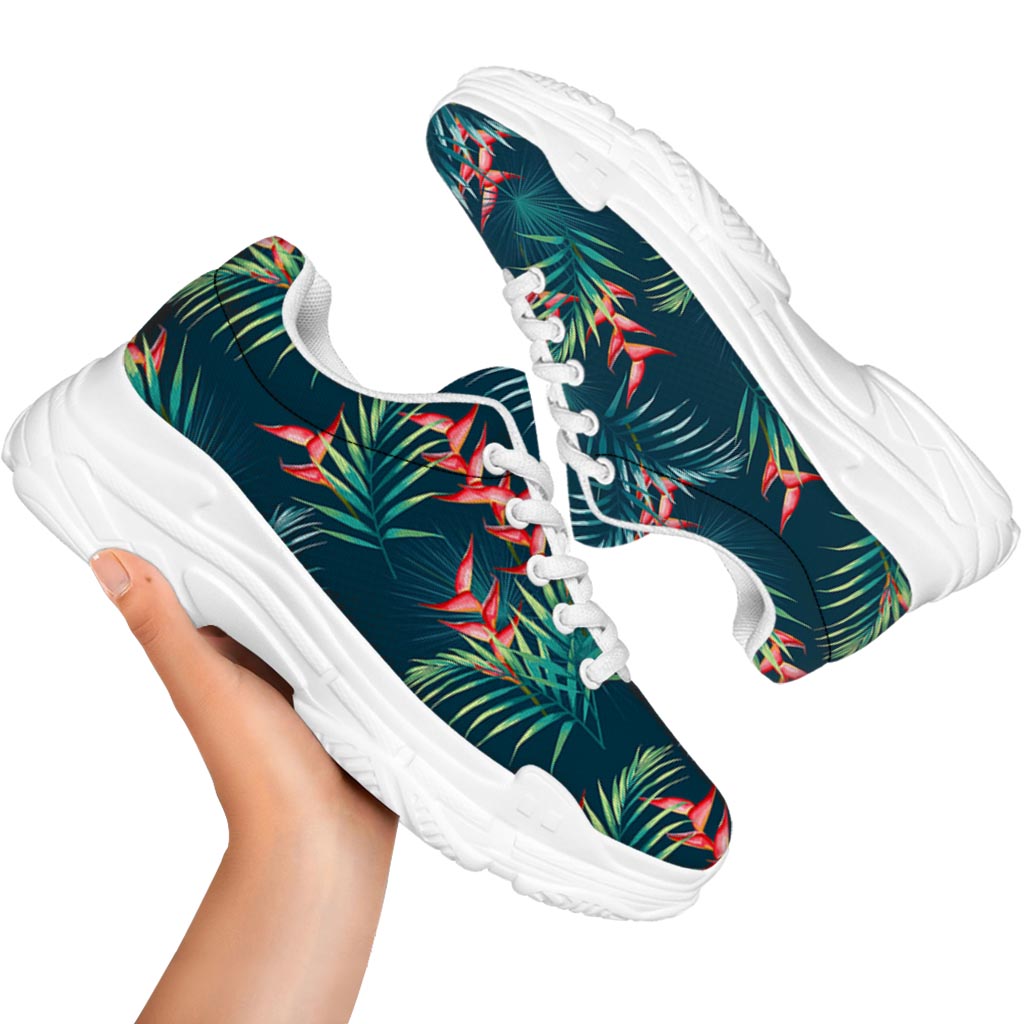 Tropical Plants Hawaii Pattern Print White Chunky Shoes