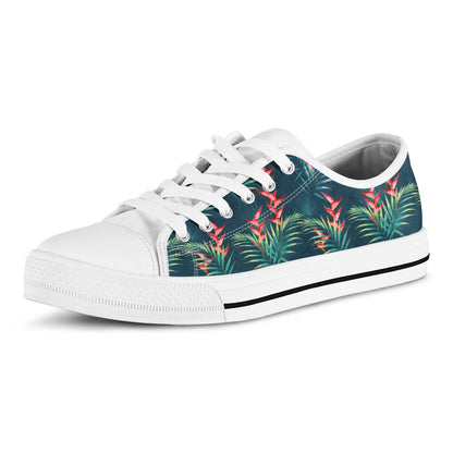 Tropical Plants Hawaii Pattern Print White Low Top Sneakers