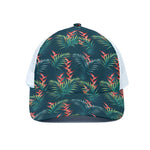 Tropical Plants Hawaii Pattern Print White Mesh Trucker Cap