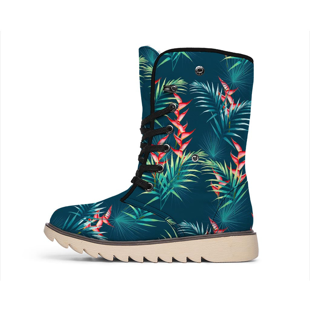 Tropical Plants Hawaii Pattern Print Winter Boots