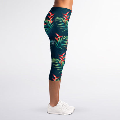 Tropical Plants Hawaii Pattern Print Women's Capri Leggings