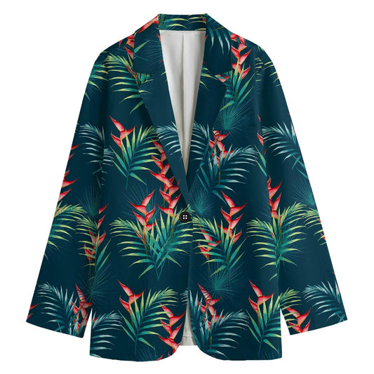 Tropical Plants Hawaii Pattern Print Women's Cotton Blazer
