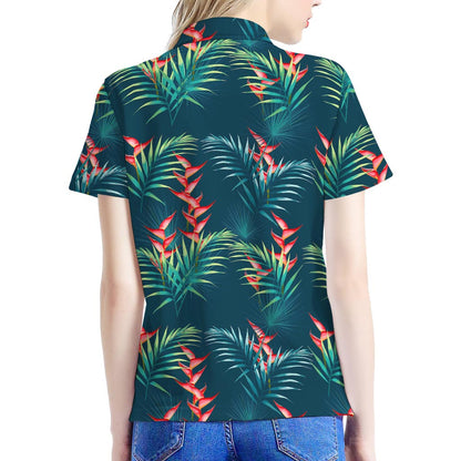 Tropical Plants Hawaii Pattern Print Women's Polo Shirt
