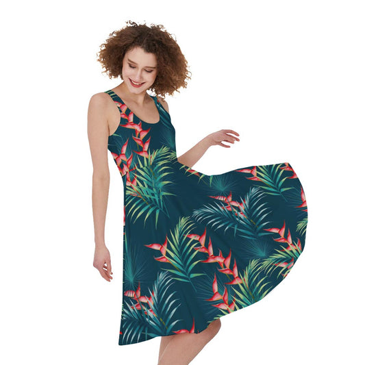 Tropical Plants Hawaii Pattern Print Women's Sleeveless Dress