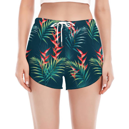 Tropical Plants Hawaii Pattern Print Women's Split Running Shorts