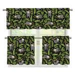 Tropical Sloth Pattern Print 3 Piece Kitchen Curtains
