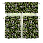 Tropical Sloth Pattern Print 3 Piece Kitchen Curtains