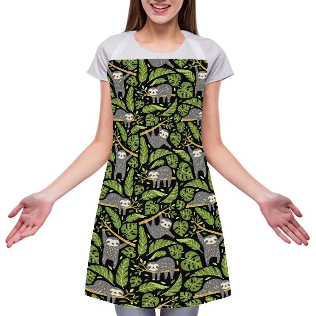 Tropical Sloth Pattern Print Adjustable Apron