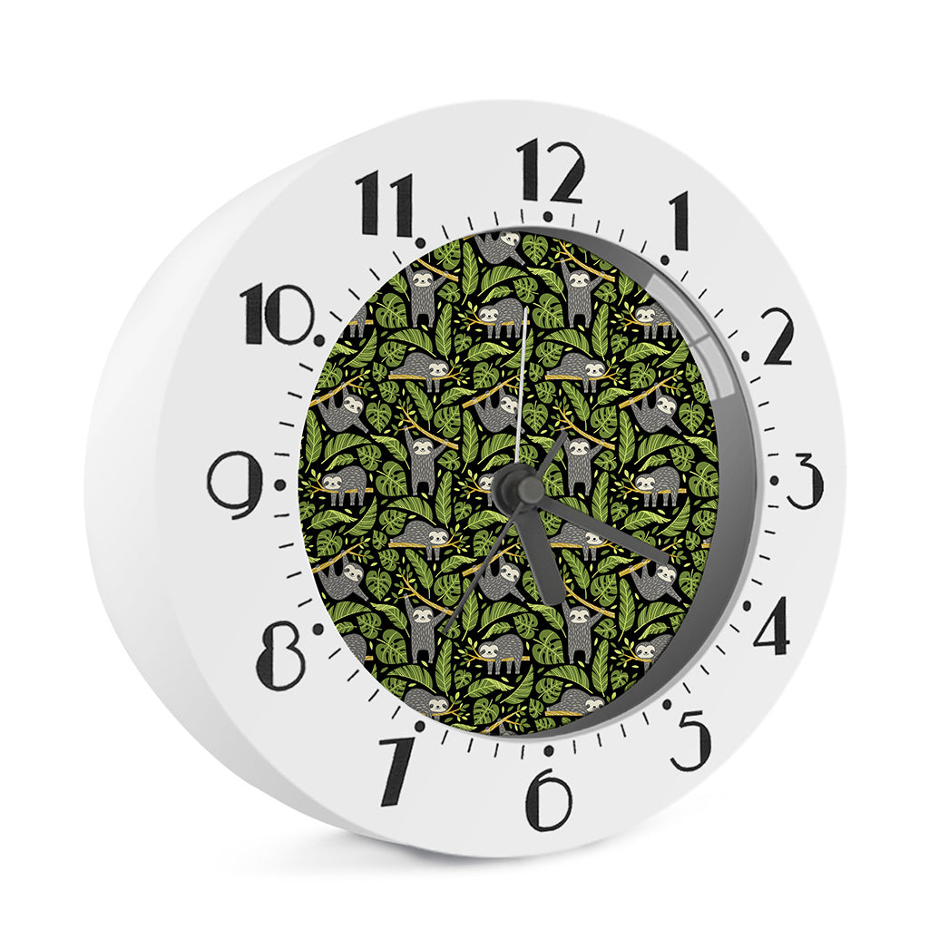 Tropical Sloth Pattern Print Alarm Clock