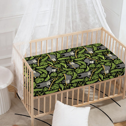 Tropical Sloth Pattern Print Baby Crib Sheet