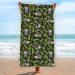 Tropical Sloth Pattern Print Beach Towel