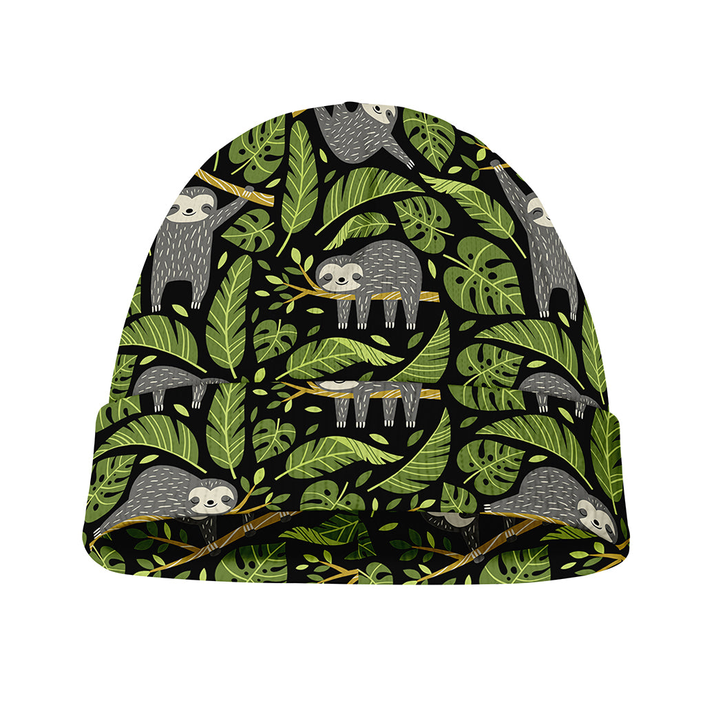 Tropical Sloth Pattern Print Beanie