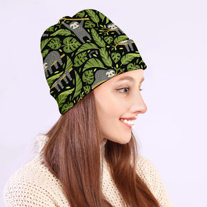 Tropical Sloth Pattern Print Beanie