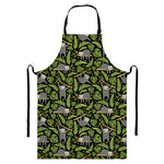 Tropical Sloth Pattern Print Bib Apron With Pocket