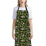 Tropical Sloth Pattern Print Bib Apron With Pocket
