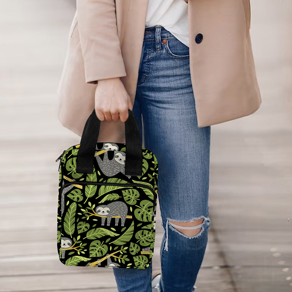 Tropical Sloth Pattern Print Bible Tote Bag
