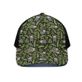 Tropical Sloth Pattern Print Black Mesh Trucker Hat