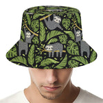 Tropical Sloth Pattern Print Bucket Hat