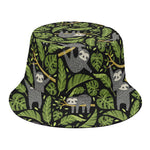 Tropical Sloth Pattern Print Bucket Hat