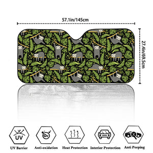 Tropical Sloth Pattern Print Car Windshield Sun Shade