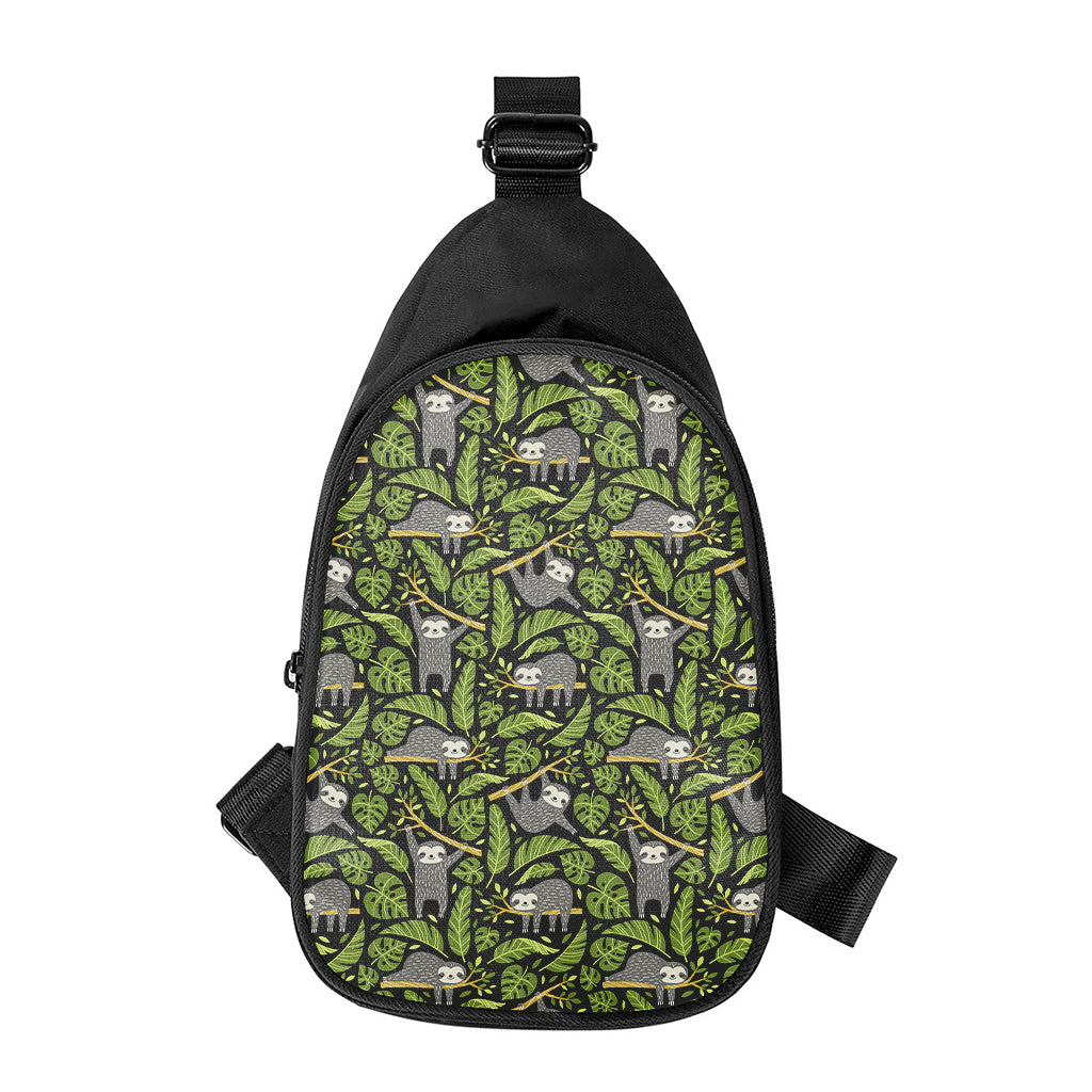 Tropical Sloth Pattern Print Chest Bag