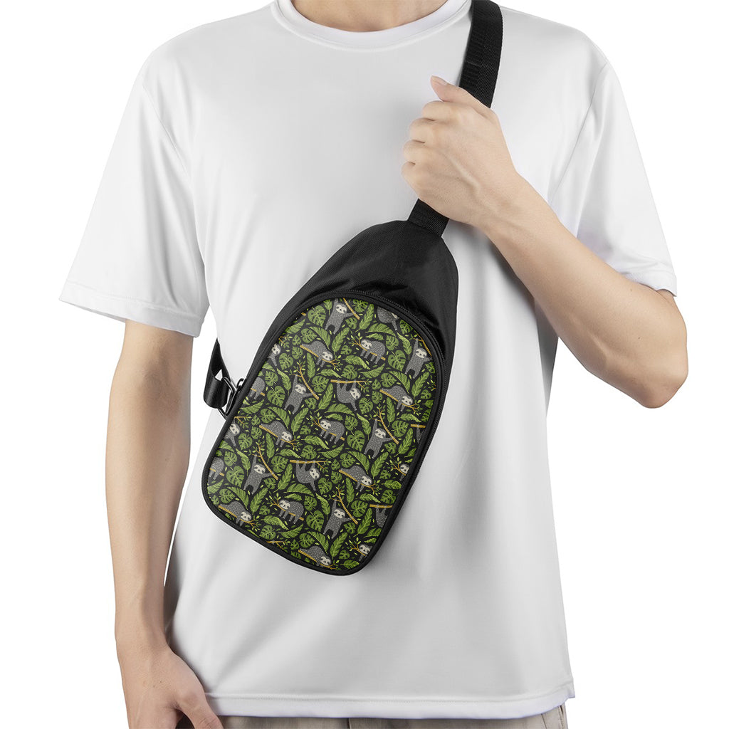 Tropical Sloth Pattern Print Chest Bag