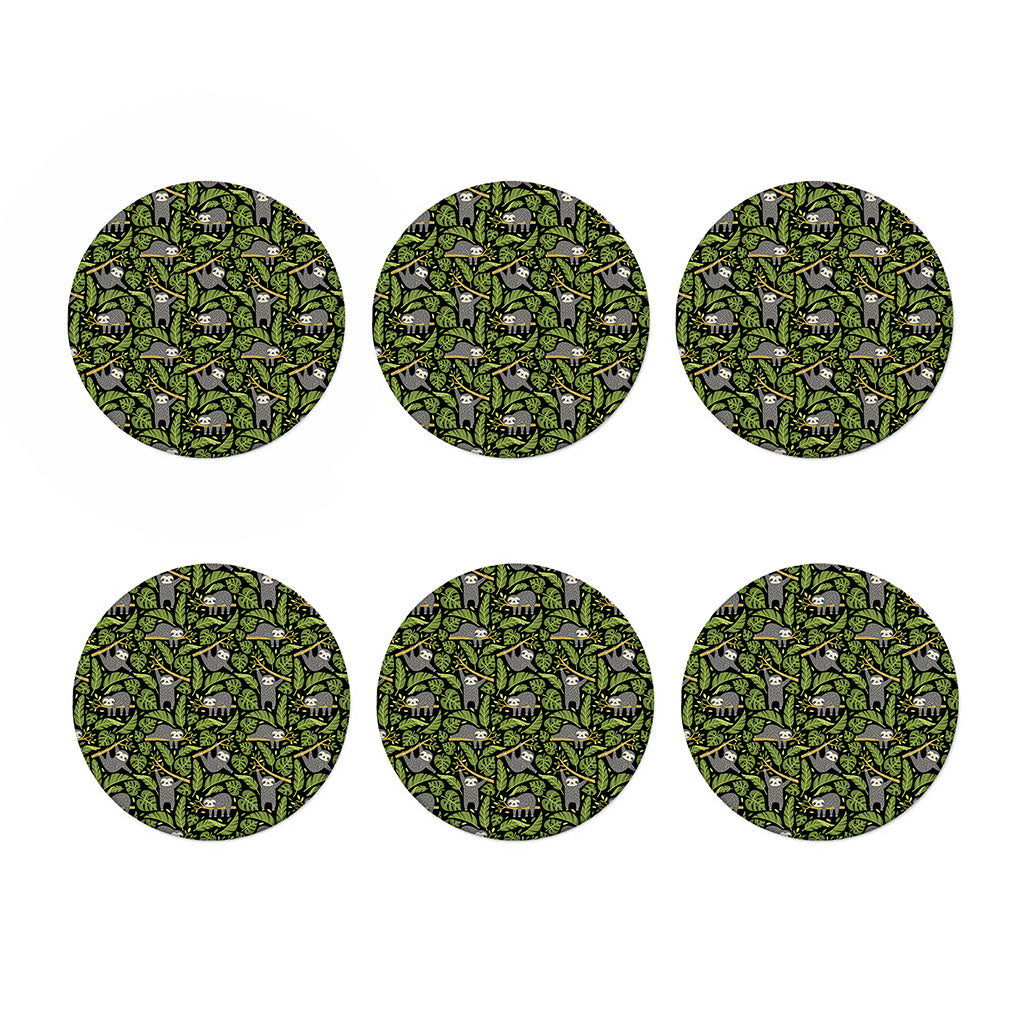 Tropical Sloth Pattern Print Coaster Set